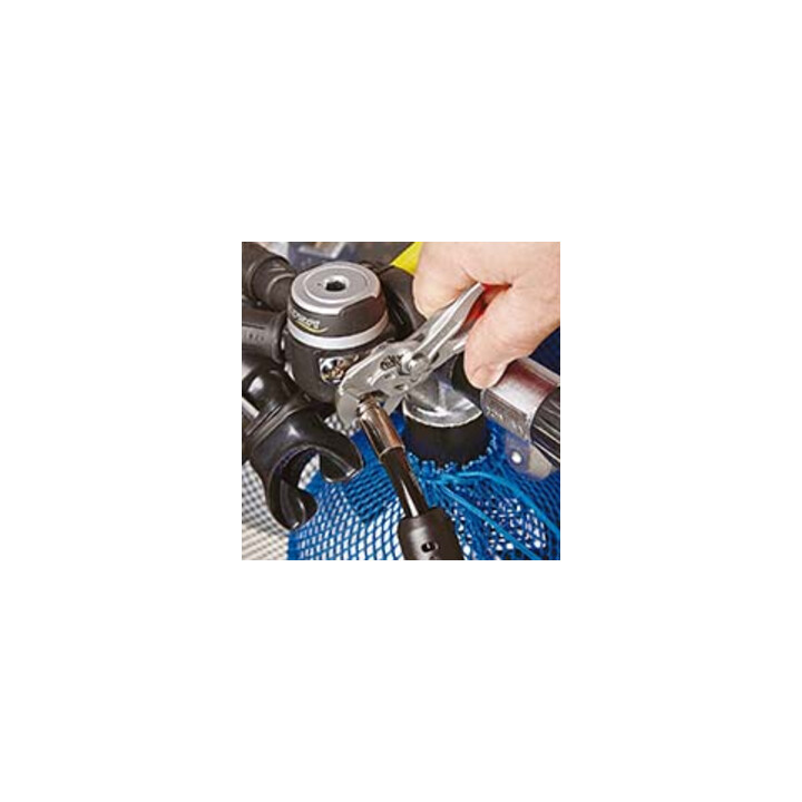 KNIPEX 86 03 125 Mini-Zangenschlüssel Zange und Schraubenschlüssel in einem Werkzeug mit Kunststoff überzogen verchromt 125 mm