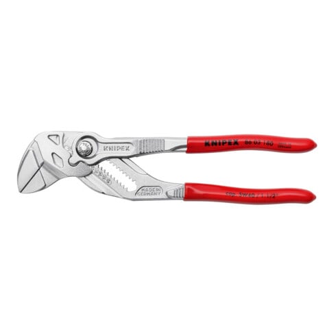 KNIPEX 86 03 180 Zangenschlüssel Zange und Schraubenschlüssel in einem Werkzeug mit Kunststoff überzogen verchromt 180 mm