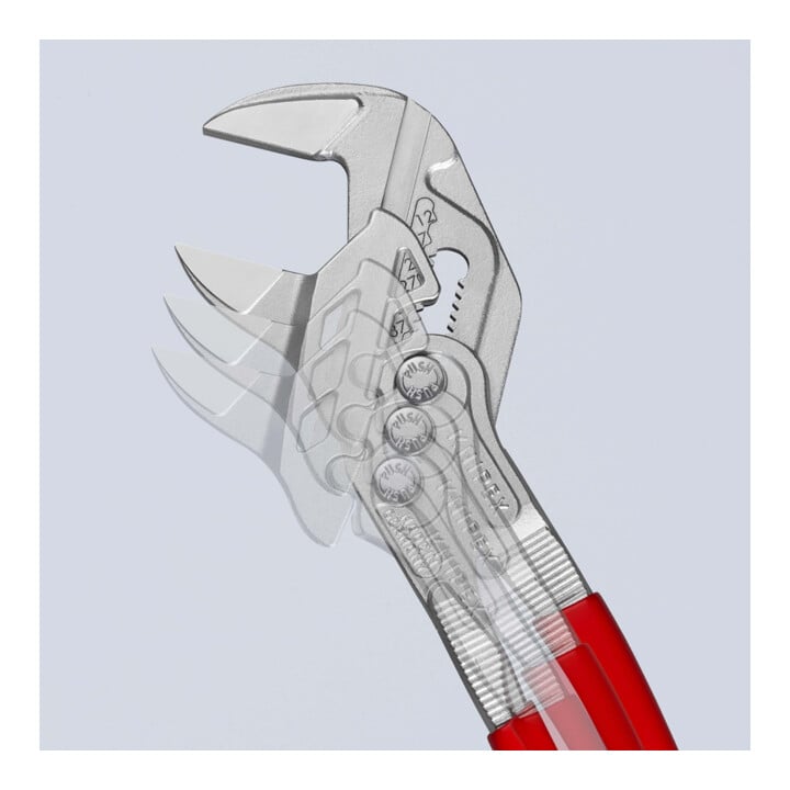 KNIPEX 86 03 250 Zangenschlüssel Zange und Schraubenschlüssel in einem Werkzeug mit Kunststoff überzogen verchromt 250 mm