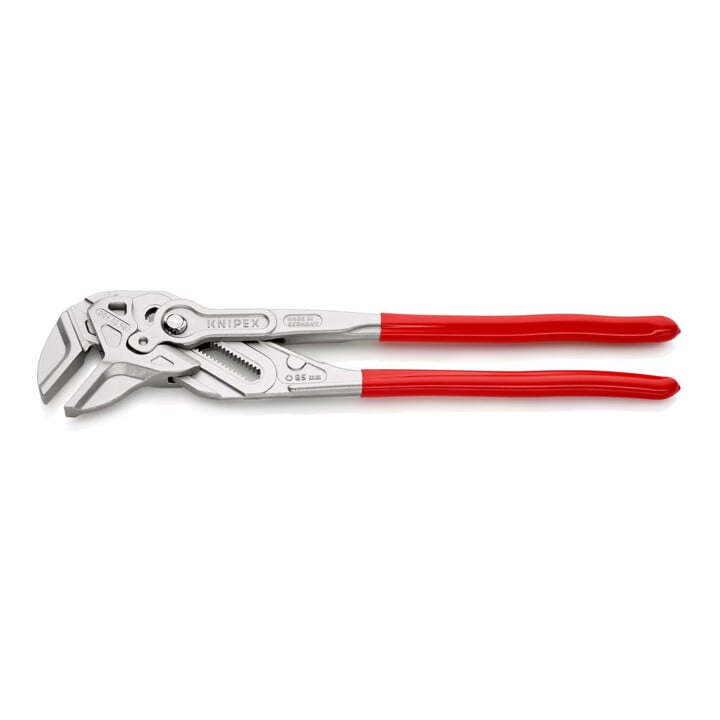 KNIPEX 86 03 400 Zangenschlüssel XL Zange und Schraubenschlüssel in einem Werkzeug mit Kunststoff überzogen verchromt 400 mm