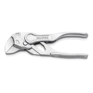 KNIPEX 86 04 100 BK Zangenschlüssel XS Zange und Schraubenschlüssel in einem Werkzeug aufgeprägte, raue Oberfläche verchromt 100 mm