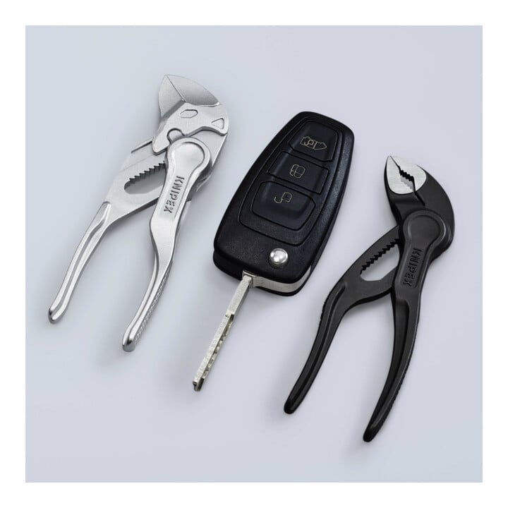 KNIPEX 86 04 100 BK Zangensleutel XS Tang en moersleutel in één gereedschap, geperste, ruwe verchroomde oppervlakte, 100 mm