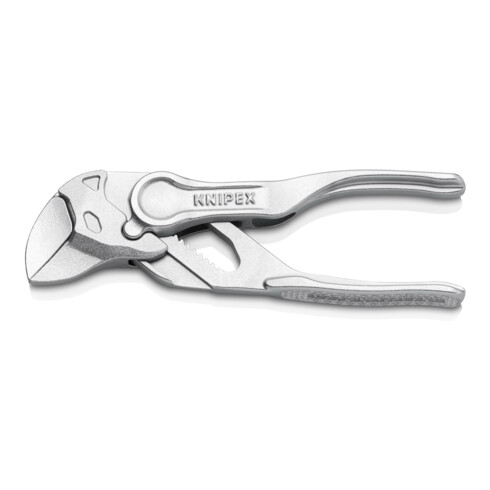 KNIPEX 86 04 100 Zangenschlüssel XS Zange und Schraubenschlüssel in einem Werkzeug aufgeprägte, raue Oberfläche verchromt 100 mm