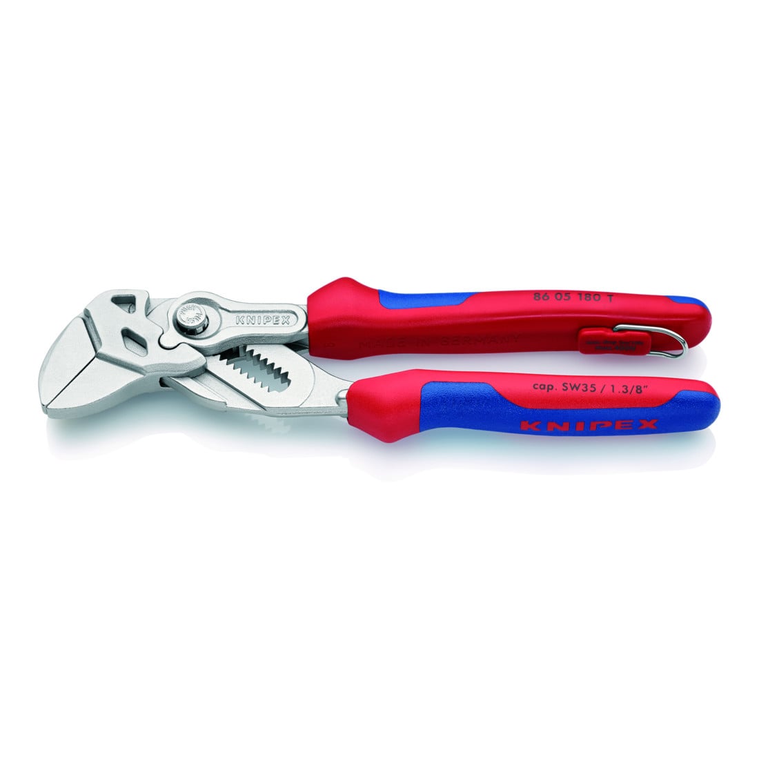 KNIPEX 86 05 180 T BK Zangenschlüssel Zange und Schraubenschlüssel in einem Werkzeug verchromt 180 mm