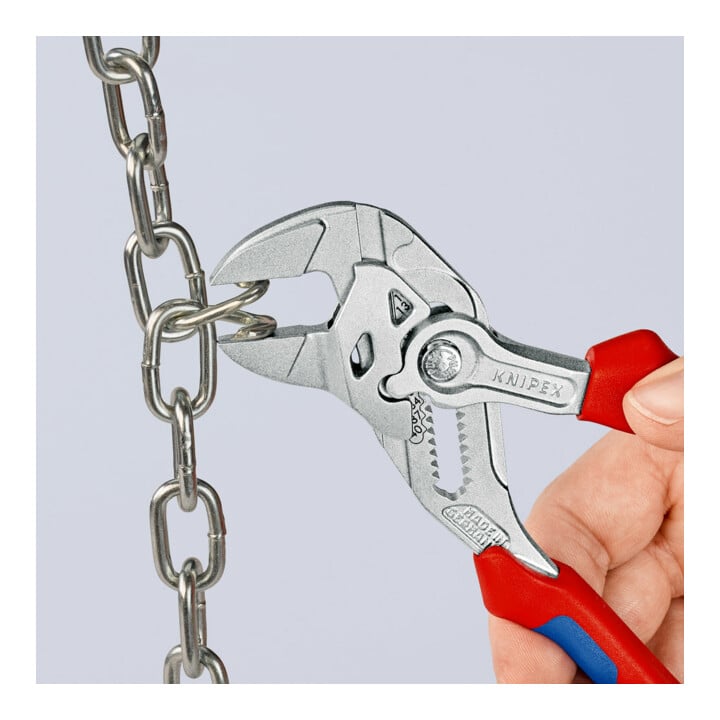 KNIPEX 86 05 180 Zangenschlüssel Zange und Schraubenschlüssel in einem Werkzeug mit Mehrkomponenten-Hüllen verchromt 180 mm