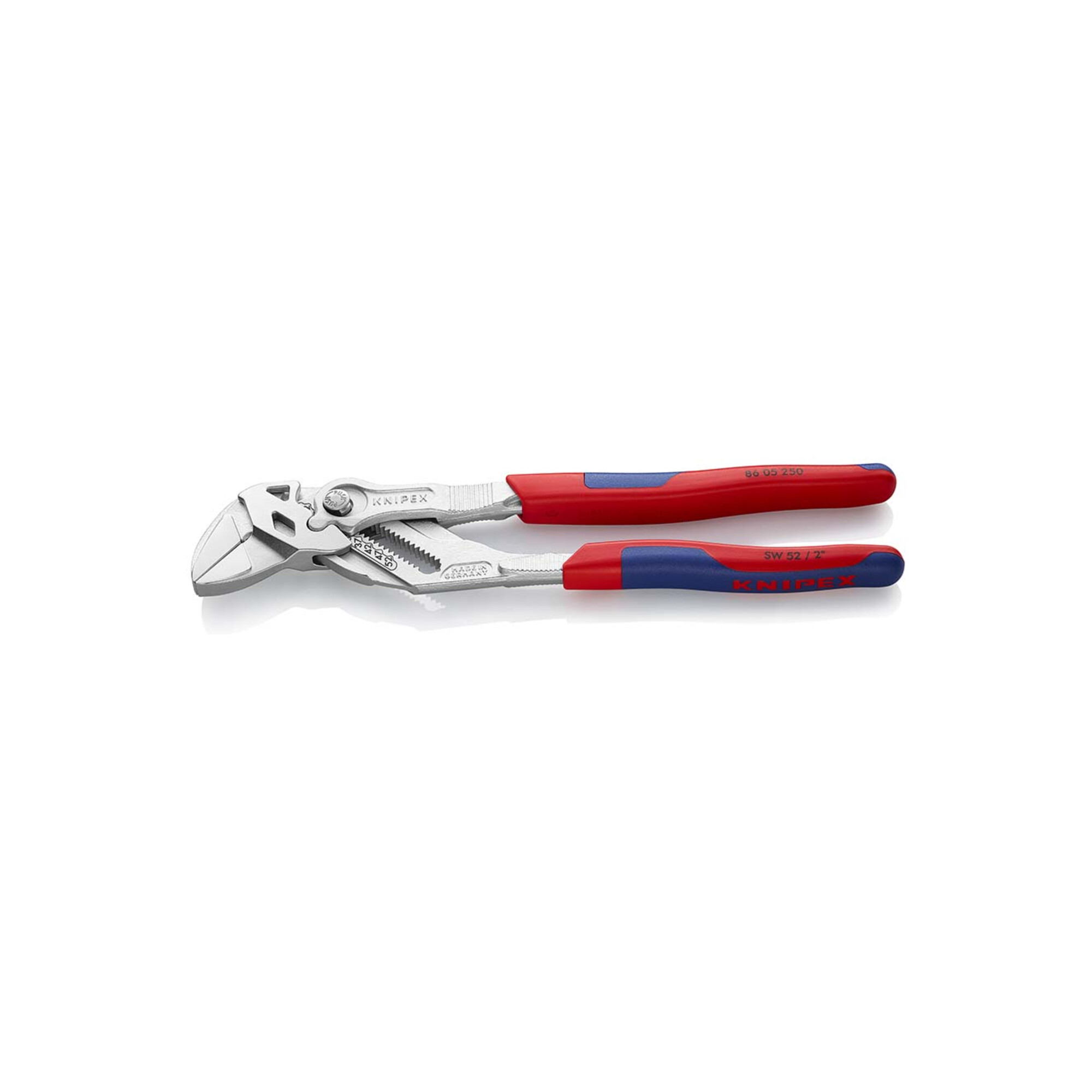 KNIPEX 86 05 250 Zangenschlüssel Zange und Schraubenschlüssel in einem Werkzeug mit Mehrkomponenten-Hüllen verchromt 250 mm