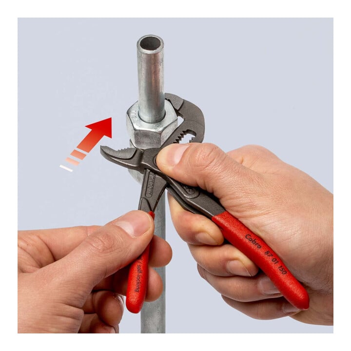 KNIPEX 87 01 150 Cobra® Hightech-Wasserpumpenzange mit rutschhemmendem Kunststoff überzogen grau atramentiert 150 mm