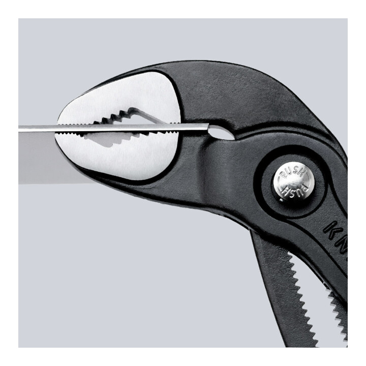 KNIPEX 87 01 180 Cobra® Hightech-Wasserpumpenzange mit rutschhemmendem Kunststoff überzogen grau atramentiert 180 mm