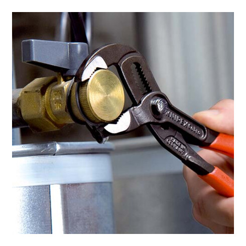 KNIPEX 87 02 180 Cobra® Hightech-Wasserpumpenzange mit Mehrkomponenten-Hüllen grau atramentiert 180 mm