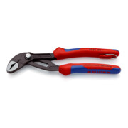 KNIPEX 87 02 180 T Cobra® Hightech-Wasserpumpenzange mit Mehrkomponenten-Hüllen, mit integrierter Befestigungsöse zum Anbringen einer Absturzsicherung grau atramentiert 180 mm