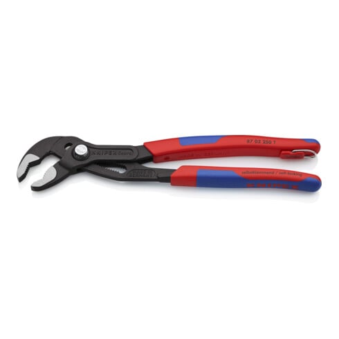 KNIPEX 87 02 250 T Cobra® Hightech-Wasserpumpenzange mit Mehrkomponenten-Hüllen, mit integrierter Befestigungsöse zum Anbringen einer Absturzsicherung grau atramentiert 250 mm