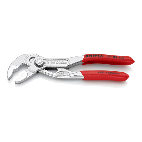 KNIPEX 87 03 125 Cobra® Hightech-Wasserpumpenzange mit rutschhemmendem Kunststoff überzogen verchromt 125 mm