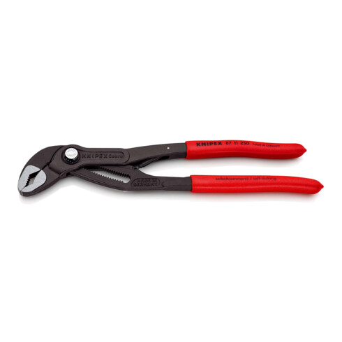 KNIPEX 87 11 250 Cobra®...matic Wasserpumpenzange mit rutschhemmendem Kunststoff überzogen grau atramentiert 250 mm