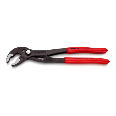 KNIPEX 87 11 250 Cobra®...matic Wasserpumpenzange mit rutschhemmendem Kunststoff überzogen grau atramentiert 250 mm