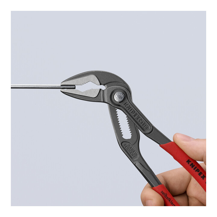 KNIPEX 87 51 180 SB Cobra® ES Wasserpumpenzange extra-schlank mit rutschhemmendem Kunststoff überzogen grau atramentiert 180 mm