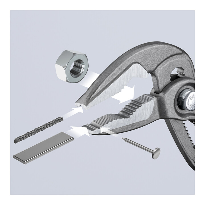 KNIPEX 87 51 180 SB Cobra® ES Wasserpumpenzange extra-schlank mit rutschhemmendem Kunststoff überzogen grau atramentiert 180 mm