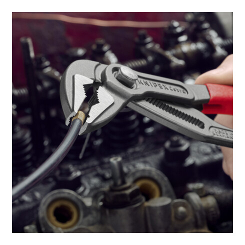 KNIPEX 87 51 250 Cobra® ES Wasserpumpenzange extra-schlank mit rutschhemmendem Kunststoff überzogen grau atramentiert 250 mm