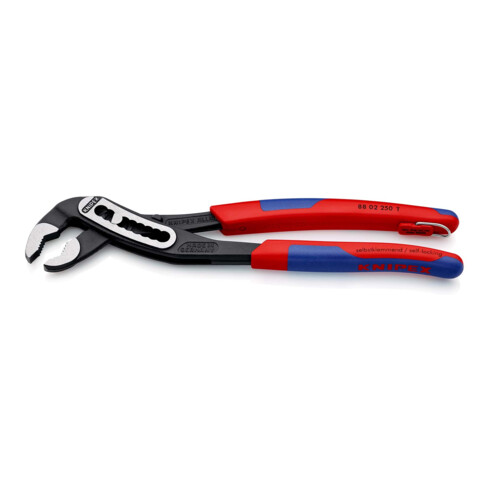 KNIPEX 88 02 250 T Alligator® Wasserpumpenzange mit schlanken Mehrkomponenten-Hüllen, mit integrierter Befestigungsöse zum Anbringen einer Absturzsicherung schwarz atramentiert 250 mm