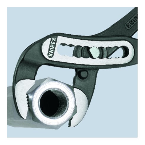 KNIPEX 88 02 300 T Alligator® Wasserpumpenzange mit Mehrkomponenten-Hüllen, mit integrierter Befestigungsöse zum Anbringen einer Absturzsicherung schwarz atramentiert 300 mm