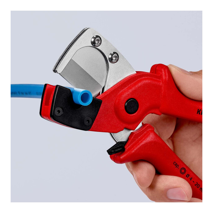 KNIPEX 90 10 185 Rohrschneider für Mehrschicht- und Pneumatikschläuche aus zähem, glasfaserverstärktem Kunststoff 185 mm