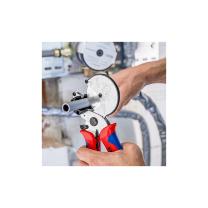 KNIPEX 90 25 25 Rohrschneider für Verbund- und Kunststoffrohre mit Mehrkomponenten-Hüllen verchromt 210 mm