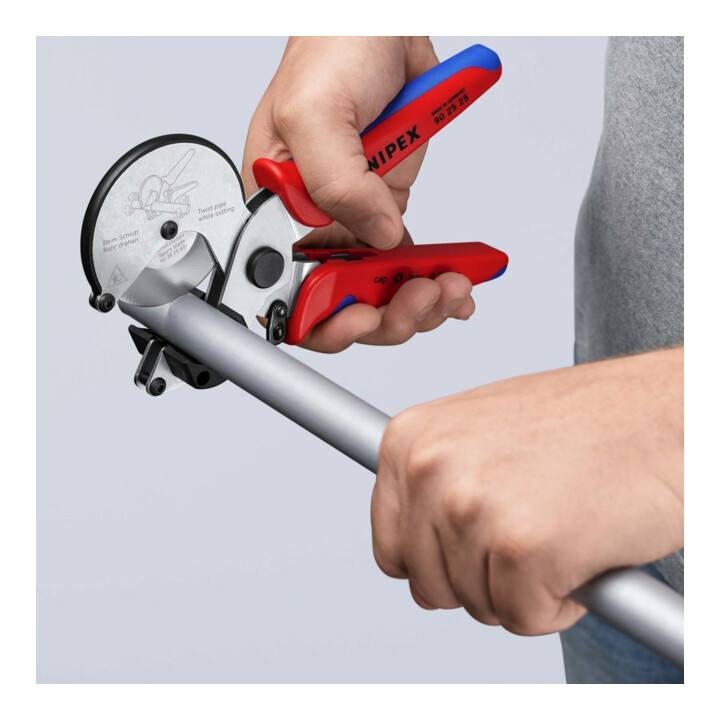 KNIPEX 90 25 25 Rohrschneider für Verbund- und Kunststoffrohre mit Mehrkomponenten-Hüllen verchromt 210 mm