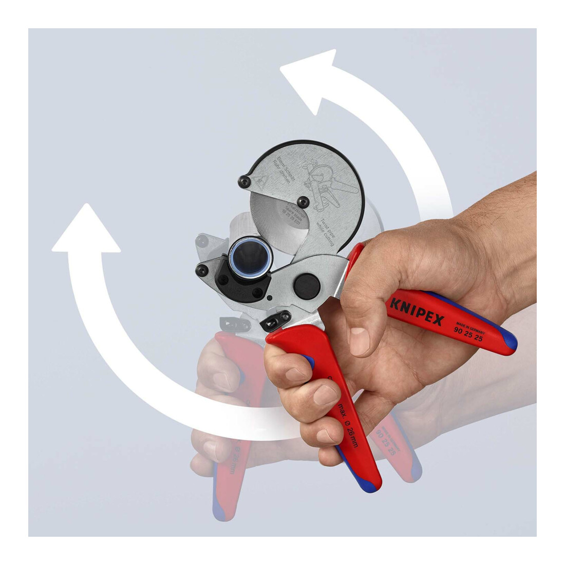KNIPEX 90 25 25 Rohrschneider für Verbund- und Kunststoffrohre mit Mehrkomponenten-Hüllen verchromt 210 mm