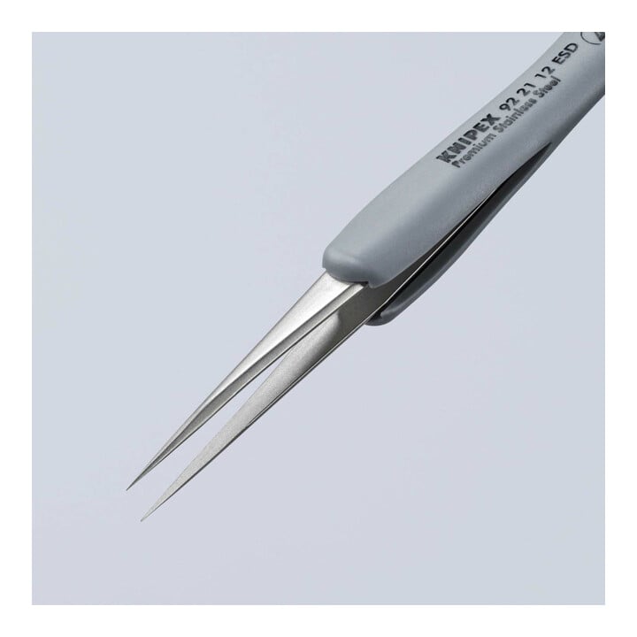 KNIPEX 92 21 12 ESD Präzisionspinzette mit gummiertem Griff ESD gummierter Griff 112 mm