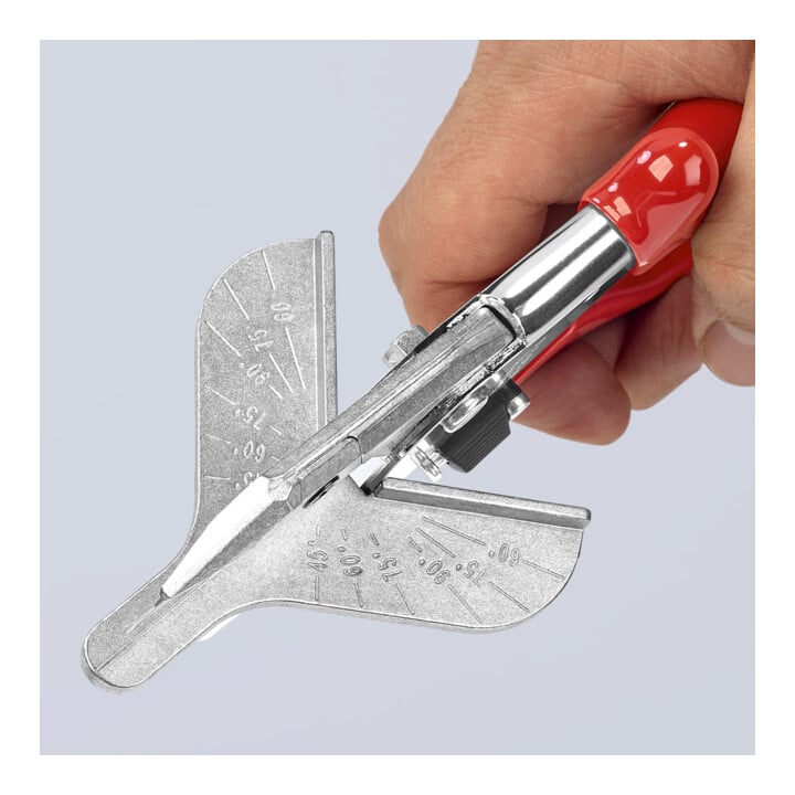 KNIPEX 94 35 215 EAN Verstekschaar voor kunststof- en rubberprofielen met kunststof handgrepen, verchroomd, 215 mm