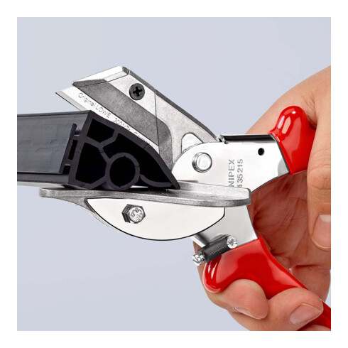KNIPEX 94 35 215 Gehrungsschere für Kunststoff- und Gummiprofile mit Kunststoff-Hüllen verchromt 215 mm