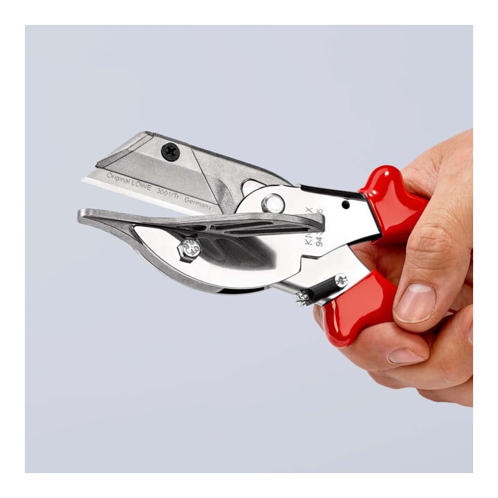 KNIPEX 94 35 215 Gehrungsschere für Kunststoff- und Gummiprofile mit Kunststoff-Hüllen verchromt 215 mm