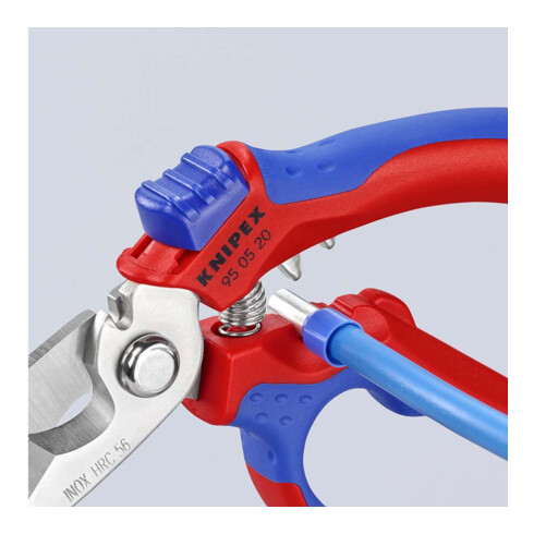 KNIPEX 95 05 20 SB Gewinkelte Elektrikerschere mit Mehrkomponenten-Hüllen, glasfaserverstärkt spiegelpoliert 180 mm