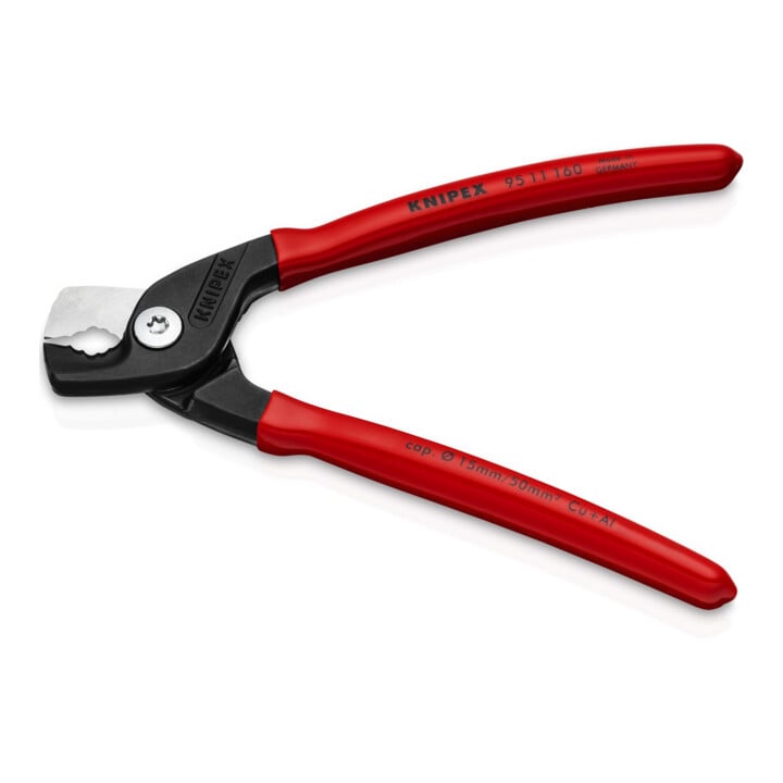 KNIPEX 95 11 160 StepCut® Kabelschere mit Kunststoff überzogen brüniert 160 mm