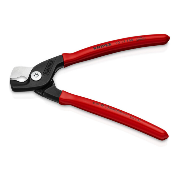 KNIPEX 95 11 160 StepCut® Kabelschere mit Kunststoff überzogen brüniert 160 mm