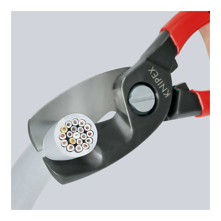 KNIPEX 95 11 200 Kabelschere mit Doppelschneide mit Kunststoff überzogen brüniert 200 mm