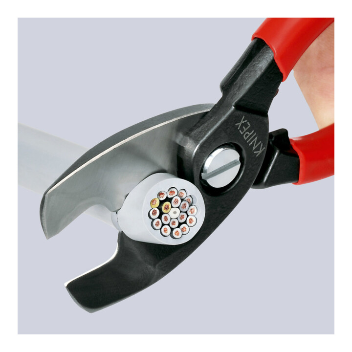 KNIPEX 95 11 200 Kabelschere mit Doppelschneide mit Kunststoff überzogen brüniert 200 mm