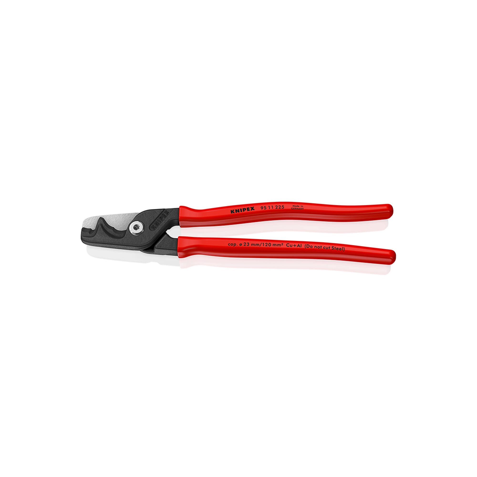 KNIPEX 95 11 225 StepCut XL Kabelschere mit Stufenschnitt mit Kunststoff überzogen brüniert 225 mm