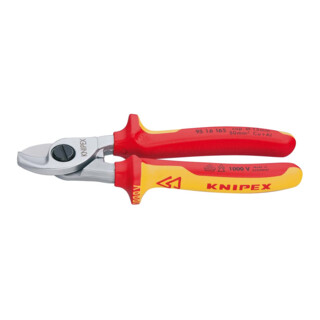 KNIPEX 95 16 165 Kabelschere isoliert mit Mehrkomponenten-Hüllen, VDE-geprüft verchromt 165 mm