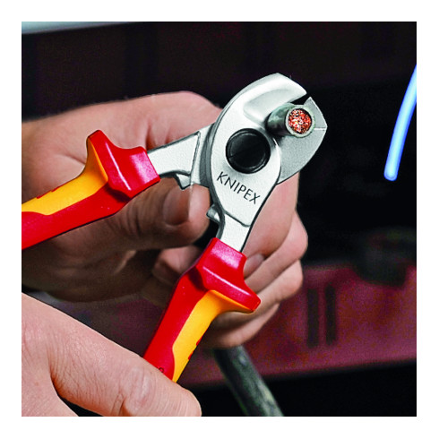 KNIPEX 95 16 165 T Kabelschere mit Befestigungsöse verchromt VDE 165 mm