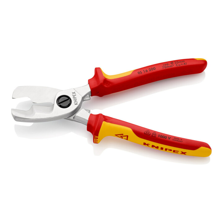 KNIPEX 95 16 200 Kabelschaar met dubbele snijkant verchroomd VDE 200 mm