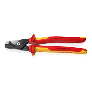 KNIPEX 95 18 225 StepCut® XL Kabelschere mit Stufenschnitt isolierender Mehrkomponenten-Griff, VDE-geprüft brüniert 225 mm