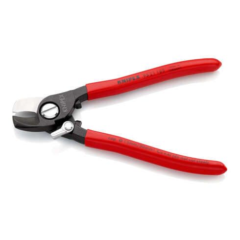 KNIPEX 95 21 165 Kabelschere mit Öffnungsfeder mit Kunststoff überzogen brüniert 165 mm