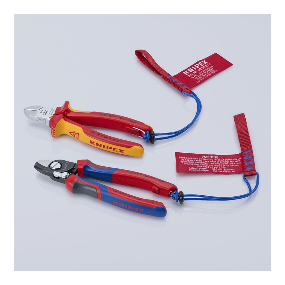 KNIPEX 95 22 165 Kabelschere mit Öffnungsfeder mit Comfort-Griffen brüniert 165 mm