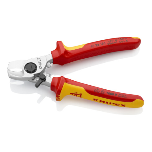 KNIPEX 95 26 165 Kabelschaar met openingsveer verchroomd VDE 165 mm