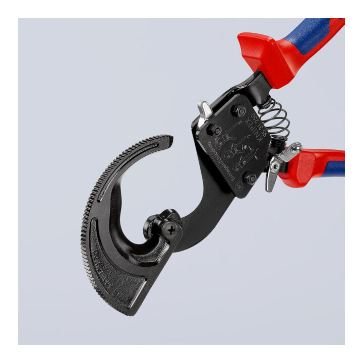 KNIPEX 95 31 250 Kabelschneider (Ratschenprinzip) mit Mehrkomponenten-Hüllen schwarz lackiert 250 mm