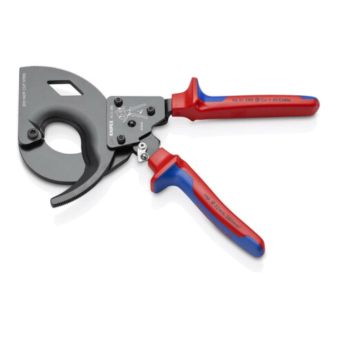 KNIPEX 95 31 280 Kabelschneider (Ratschenprinzip) mit Mehrkomponenten-Hüllen schwarz lackiert 280 mm
