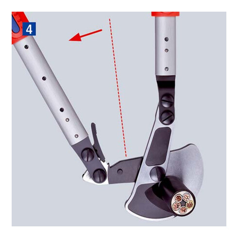 KNIPEX 95 32 038 Kabelschere (Ratschenprinzip) mit Teleskopschenkeln mit Mehrkomponenten-Hüllen 570 mm