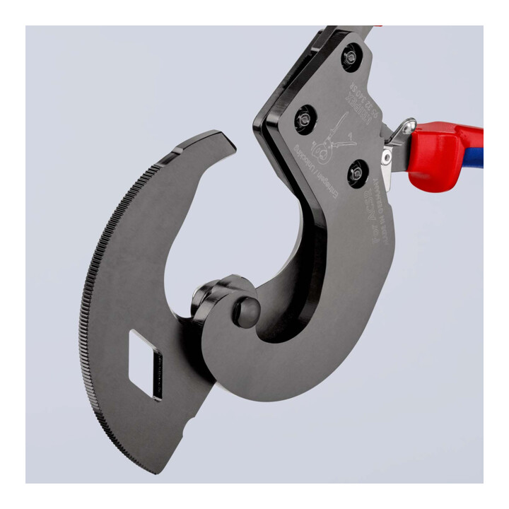 KNIPEX 95 32 340 SR ACSR Freileitungsschneider (Ratschenprinzip) für Freileitungsseile mit Stahlkern mit Mehrkomponenten-Hüllen brüniert 340 mm