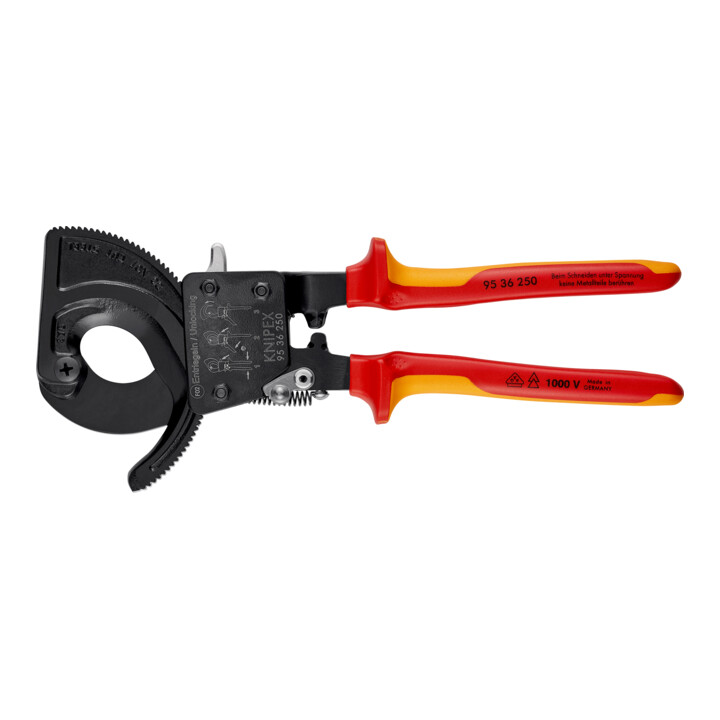 KNIPEX 95 36 250 Kabelschaar (ratelprincipe) zwart gelakt VDE 250 mm