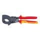KNIPEX 95 36 250 Kabelschneider (Ratschenprinzip) isoliert mit Mehrkomponenten-Hüllen, VDE-geprüft schwarz atramentiert 250 mm